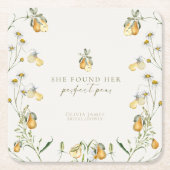 Bloemige perfecte peerse bruiloftsborrel kartonnen onderzetters (Voorkant)