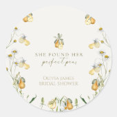 Bloemige perfecte peerse bruiloftsborrel ronde sticker (Voorkant)