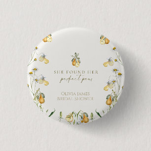 Bloemige perfecte peervrijgezellenfeest ronde button 3,2 cm