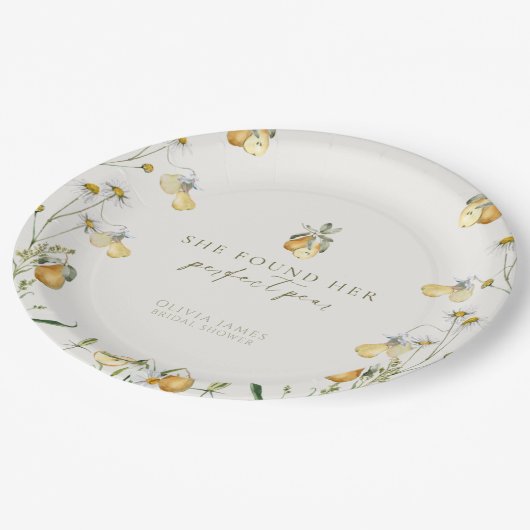 Bloemige perfecte peper bruiloftsborrel papieren bordje (Gekanteld)