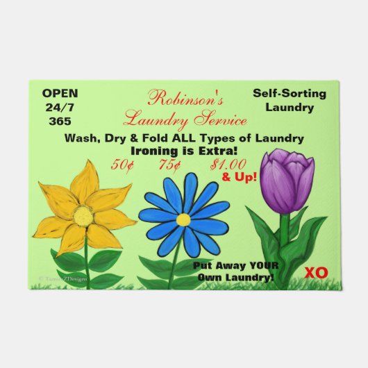 Bloemige persoonlijke humor voor de wasruimte deurmat (Voorkant)