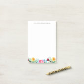 Bloemige persoonlijke zakelijke roze rood blauw ge post-it® notes (Op bureau)