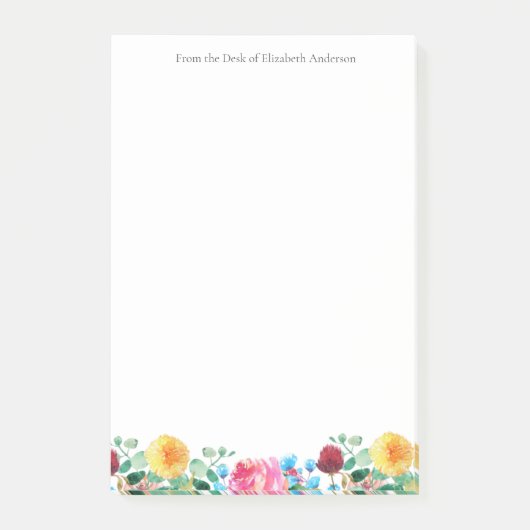 Bloemige persoonlijke zakelijke roze rood blauw ge post-it® notes (Voorkant)