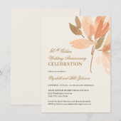 Bloemige Perzik Crème Goud 50ste Trouwdag Kaart (Voorkant / Achterkant)