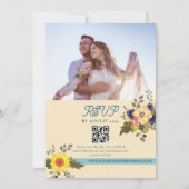 Bloemige Perzik Huwelijks QR Code Kaart (Achterkant)