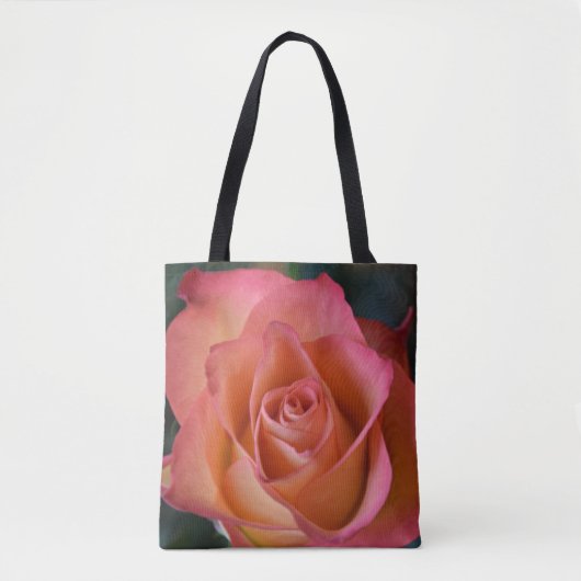 Bloemige perzik roze roos tote tas (Voorkant)