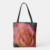 Bloemige perzik roze roos tote tas (Achterkant)