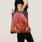 Bloemige perzik roze roos tote tas (Dichtbij)
