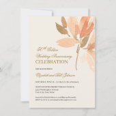 Bloemige perzikcrème goud 50ste trouwdag kaart (Voorkant)