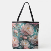 Bloemige Pioenrozen multi Print Boodschappentas Tote Bag (Voorkant)