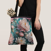 Bloemige Pioenrozen multi Print Boodschappentas Tote Bag (Dichtbij)