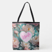 Bloemige Pioenrozen multi Print Bruid Tote Tas (Voorkant)