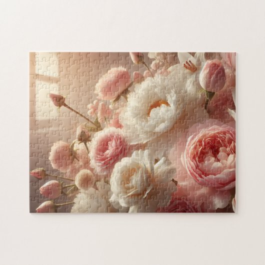 Bloemige Pioenrozen Tulpen Moederdag Cadeau Legpuzzel (Horizontaal)