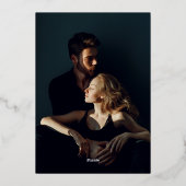 Bloemige Pioenrozen Wit Gouden Foto Save The Date Folie Uitnodiging (Achterkant)