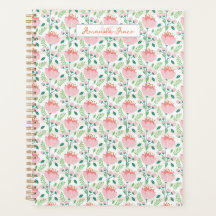 Bloemige planner in roze en oranje