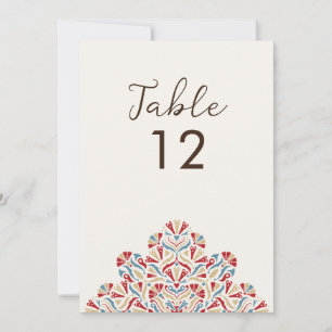 Bloemige Plezier Mandala Bruiloft Tafel Nummer Kaart
