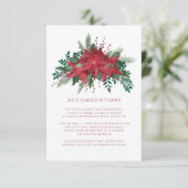 Bloemige Poinsettia Kerst Huwelijksaccommodaties Informatiekaartje (Staand voorkant)
