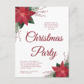 Bloemige Poinsettia Kerstfeest Uitnodiging   (Voorkant)
