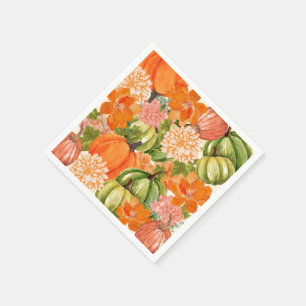 Bloemige Pompoen 1e Verjaardag Herfst  Servet