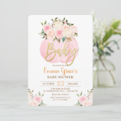 Bloemige Pompoen Baby Shower Uitnodiging (Staand voorkant)