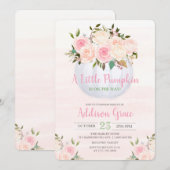 Bloemige Pompoen Baby Shower Uitnodiging (Voorkant / Achterkant)