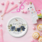 Bloemige pompoen bruiloft in Navyblauw Verliefd in Papieren Bordje (Feest)