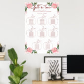 Bloemige Pompoen Herfst Bruids Bruiloft Zitplaatsk Poster (Thuiskantoor)