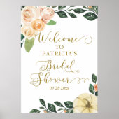 Bloemige Pompoen Herfst Bruidsdiner Welkomstbord  Poster (Voorkant)