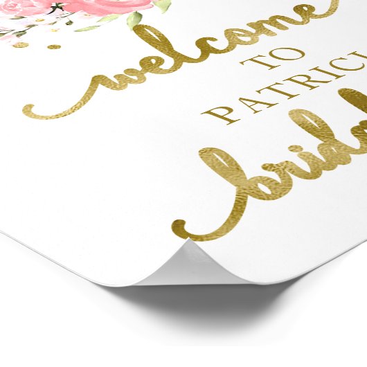 Bloemige Pompoen Herfst Bruidsdiner Welkomstbord Poster (Hoek)