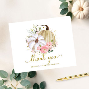 Bloemige Pompoen Herfst Bruidsfeest Bedankt Briefkaart