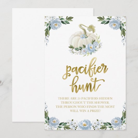 Bloemige Pompoen Herfst Jongen Fopspeen Jacht Spel Kaart (Voorkant / Achterkant)