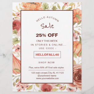 bloemige pompoen herfst sale promotie  flyer