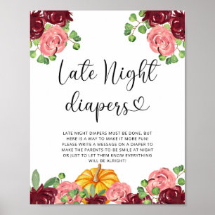 Bloemige pompoen Late night luierspel Poster