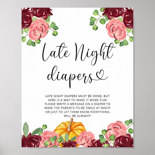 Bloemige pompoen Late night luierspel Poster (Voorkant)