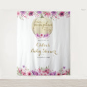 Bloemige Pompoen Meisje Baby Shower Foto Achtergro Wandkleed (Voorkant)