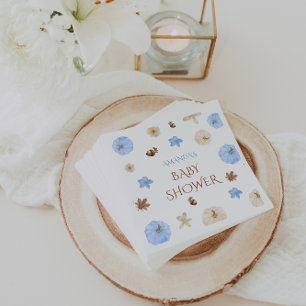 Bloemige Pompoen Pastelblauwe Baby Shower Servet