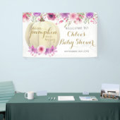 Bloemige Pompoen Roze Meisje Baby Shower Welkomstb Spandoek (Beurs)