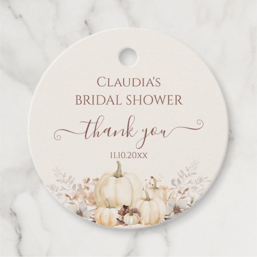 Bloemige pompoenen Bruiloft Dank Je Fall  Bedankjes Labels (Voorkant)