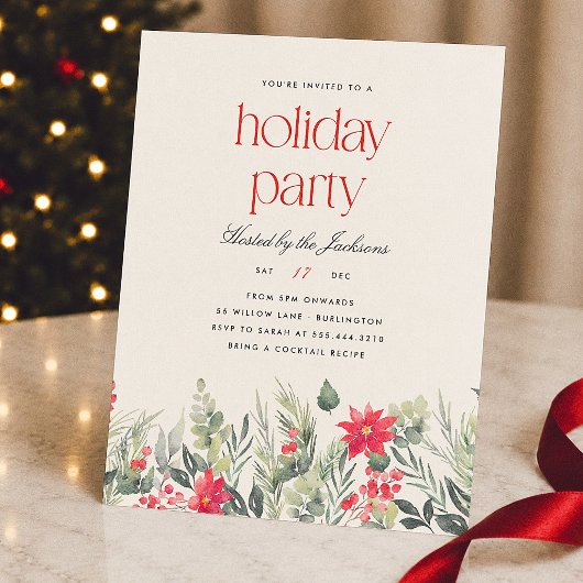 Bloemige Preppy Rode Streep Budget Kerstfeest