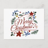 Bloemige Prettig Kerstfeest Briefkaart (Voorkant)
