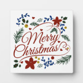 Bloemige Prettig Kerstfeest Fotoplaat (Voorkant)