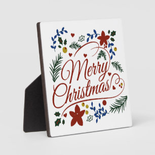 Bloemige Prettig Kerstfeest Fotoplaat