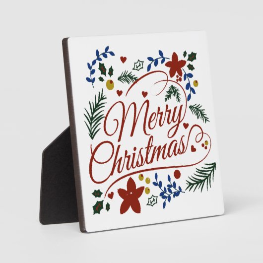 Bloemige Prettig Kerstfeest Fotoplaat (Voorkant)