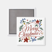 Bloemige Prettig Kerstfeest   Magneet (Voorkant / Achterkant)