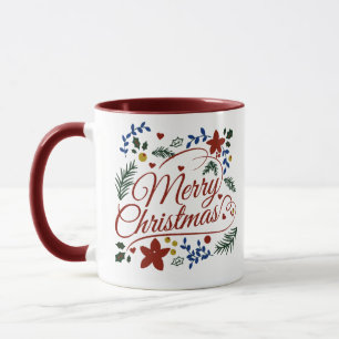 Bloemige Prettig Kerstfeest Mok