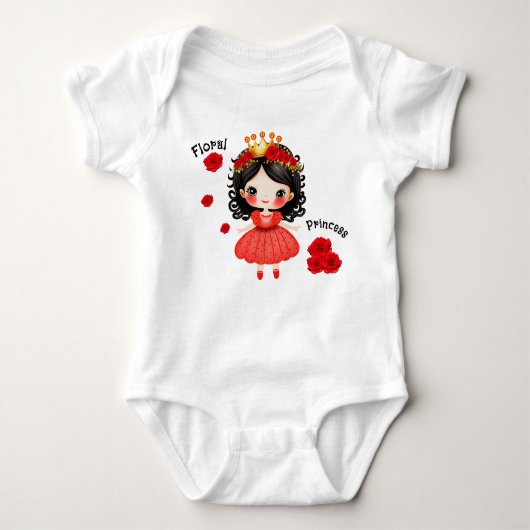 Bloemige prinses baby body romper (Voorkant)