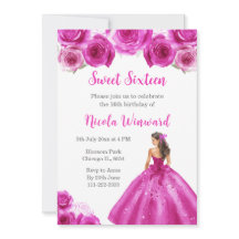 Bloemige Prinses in Hete Roze Jurk Sweet Sixteen