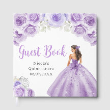 Bloemige prinses in stoffige paarse jurk Quinceane