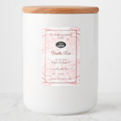 Bloemige productlabels Lichtroze rozen met logo Voedselcontainer Etiket (Voorkant)