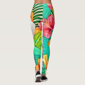 Bloemige Puppy Kunst Leggings (Achterkant)